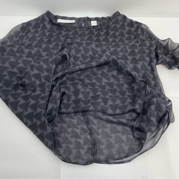Sibel Saral Blouse Women’s S Gray Sheer Silk Double Layered Geometric - Picture 9 of 11